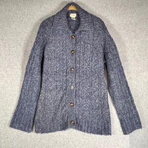 L.L. Bean Women's Blue Cable Knit Cardigan